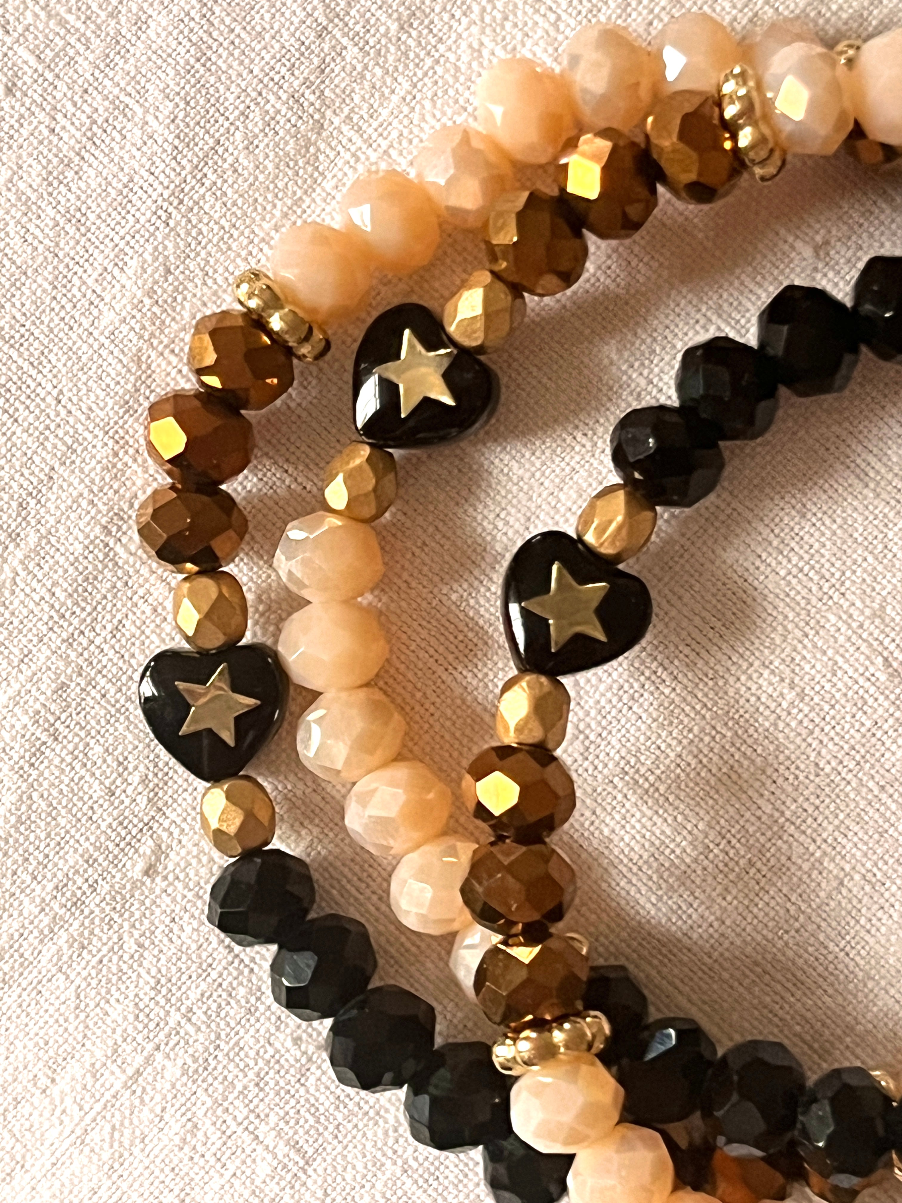 Andy – Bracelet perles facettes & coeur étoilé