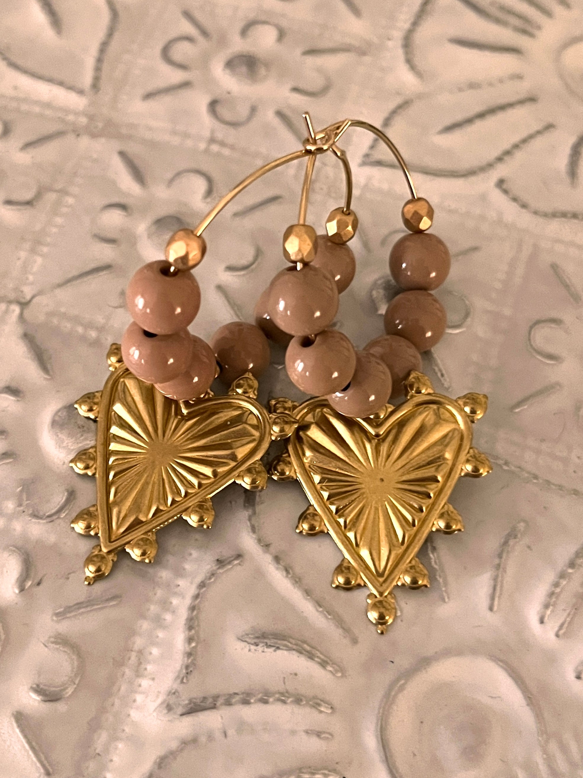 Graziella - Créoles Coeur Ex-voto festonné