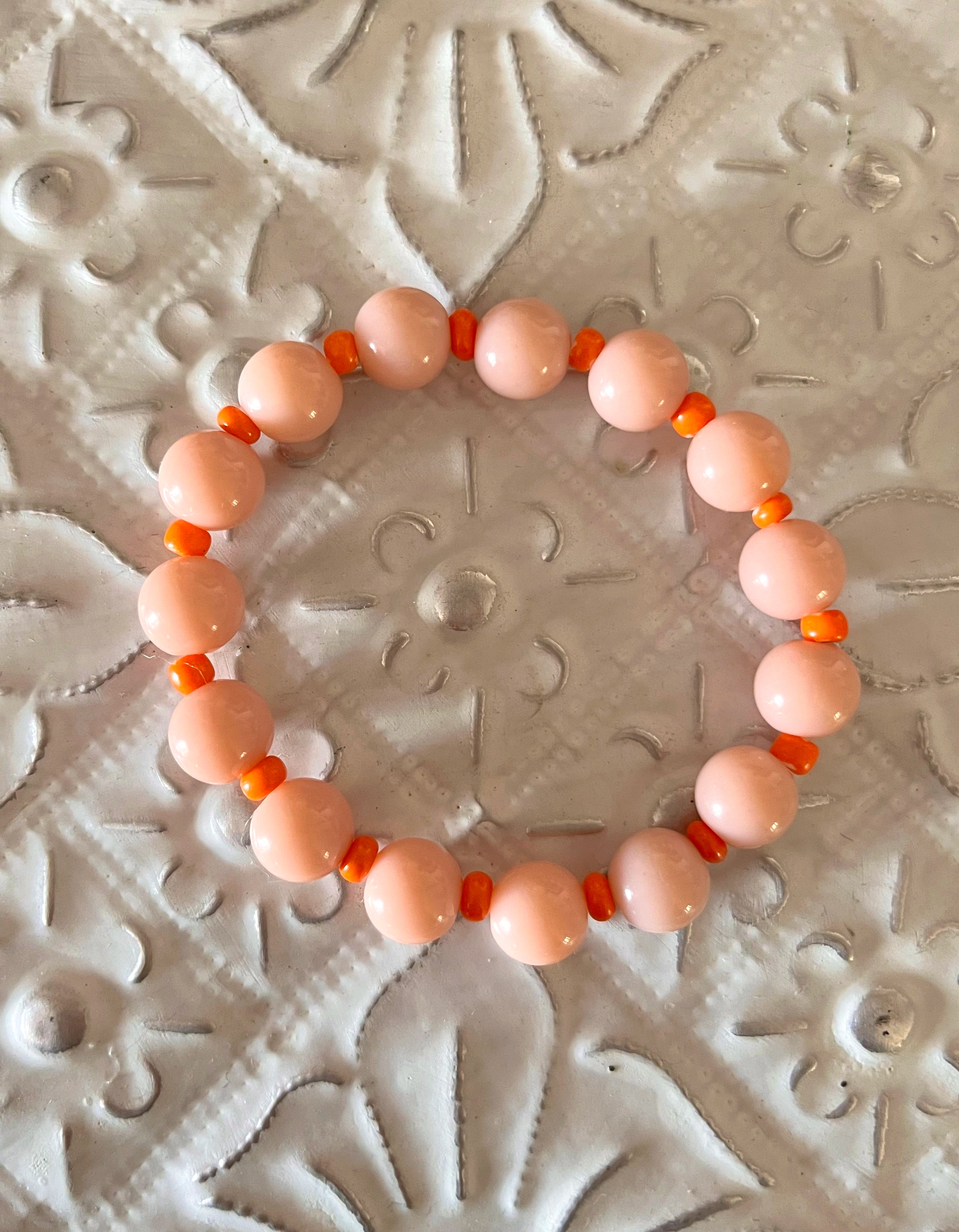 Ziggy – Bracelet perles nude & rocaille orange Arastuce