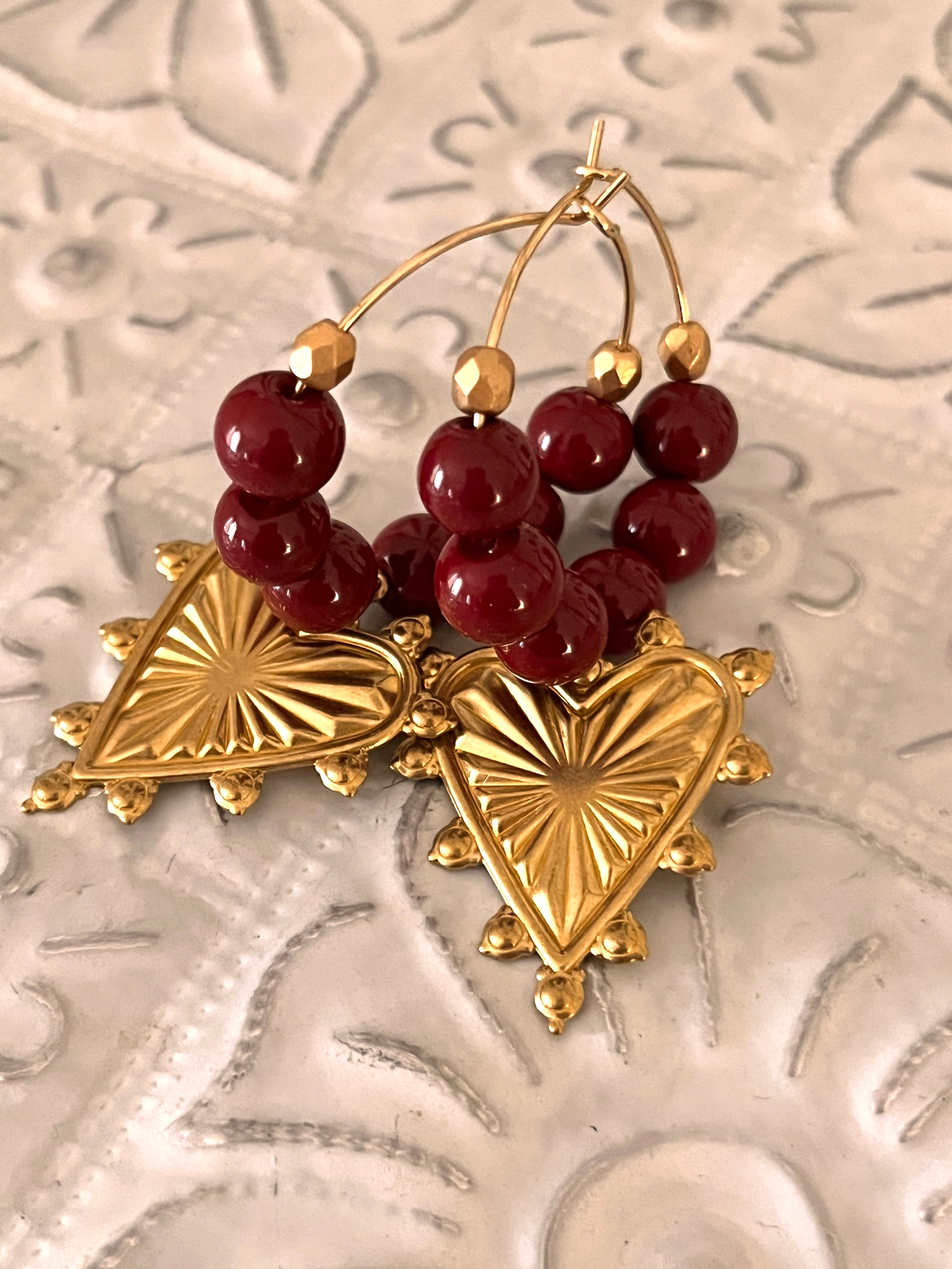 Graziella - Créoles Coeur Ex-voto festonné