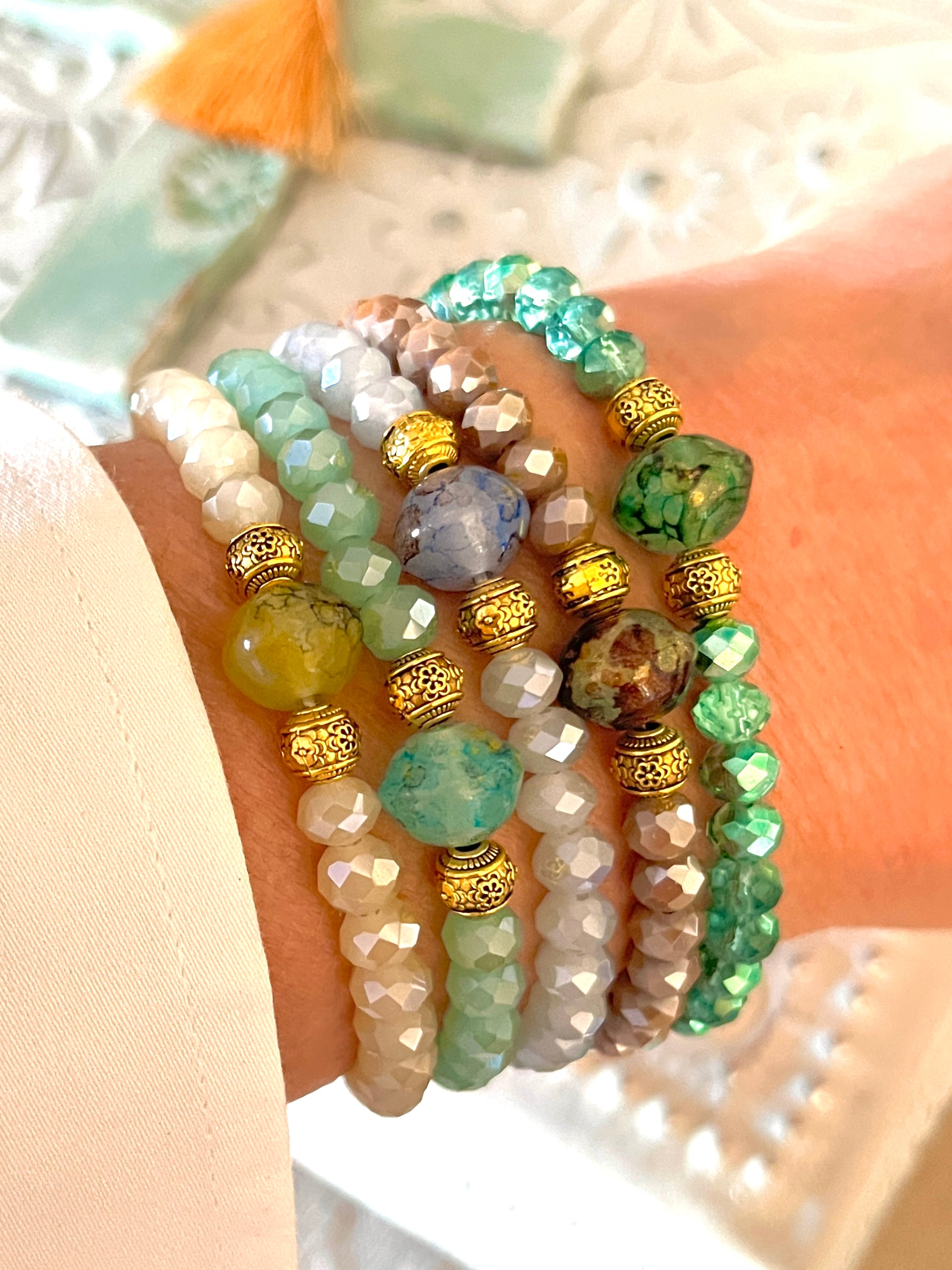 Néeris Bis – Bracelet perles facettes irisées