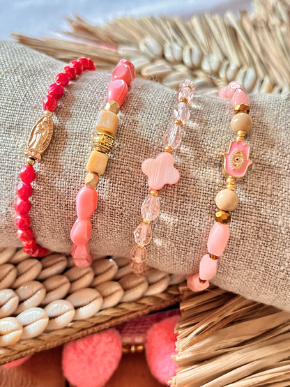 Blush  – Bracelet - perles anciennes  de chapelet Arastuce