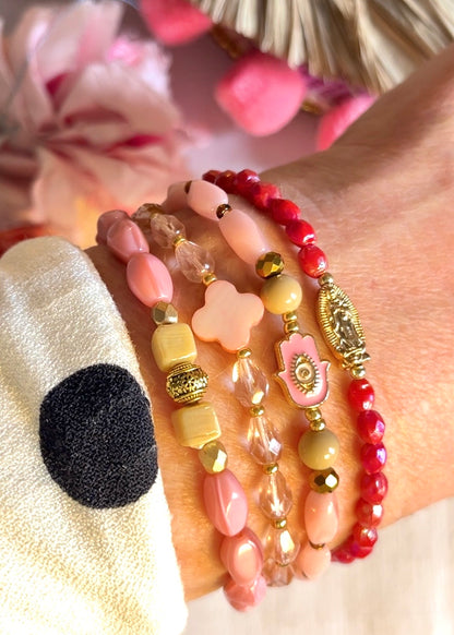 Blush  – Bracelet - perles anciennes  de chapelet Arastuce