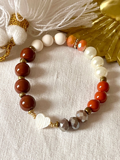 HOSHI – multi perles et étoile paillettes caramel