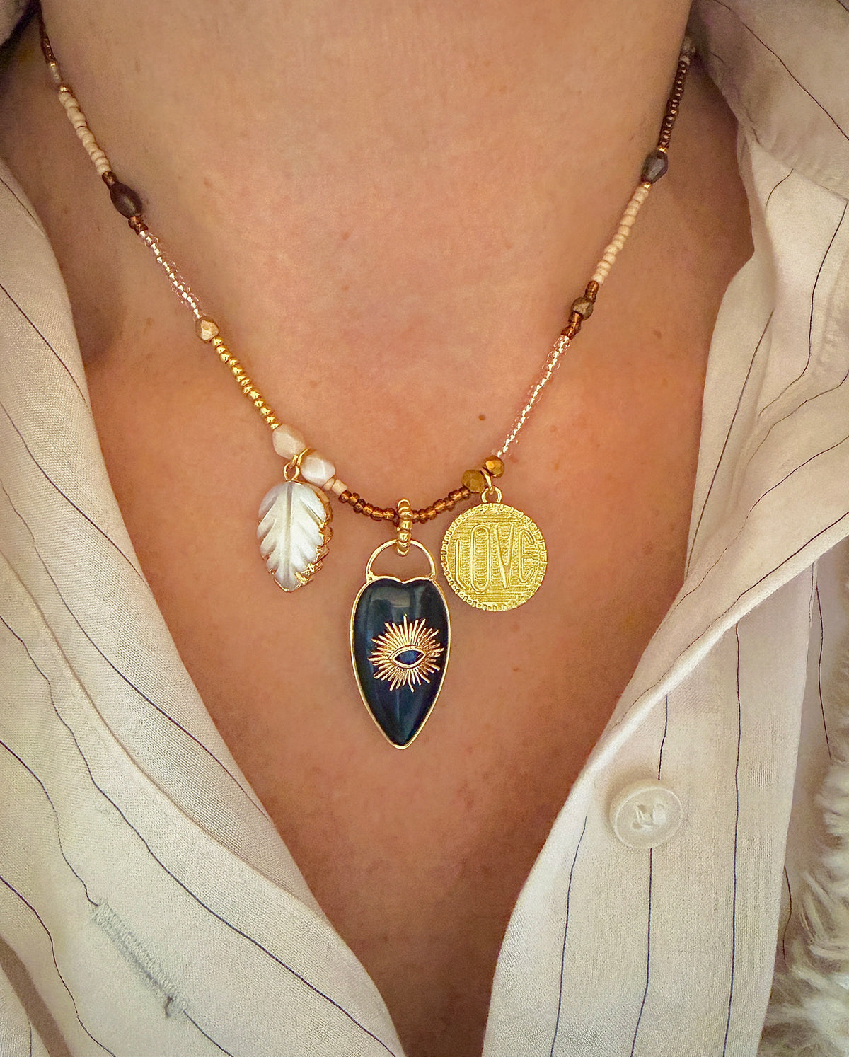 Grigri Love - ras de cou et son trio de pendentifs