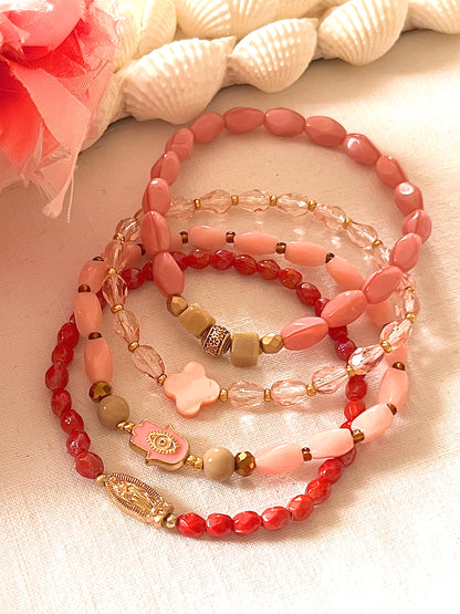 Blush  – Bracelet - perles anciennes  de chapelet Arastuce