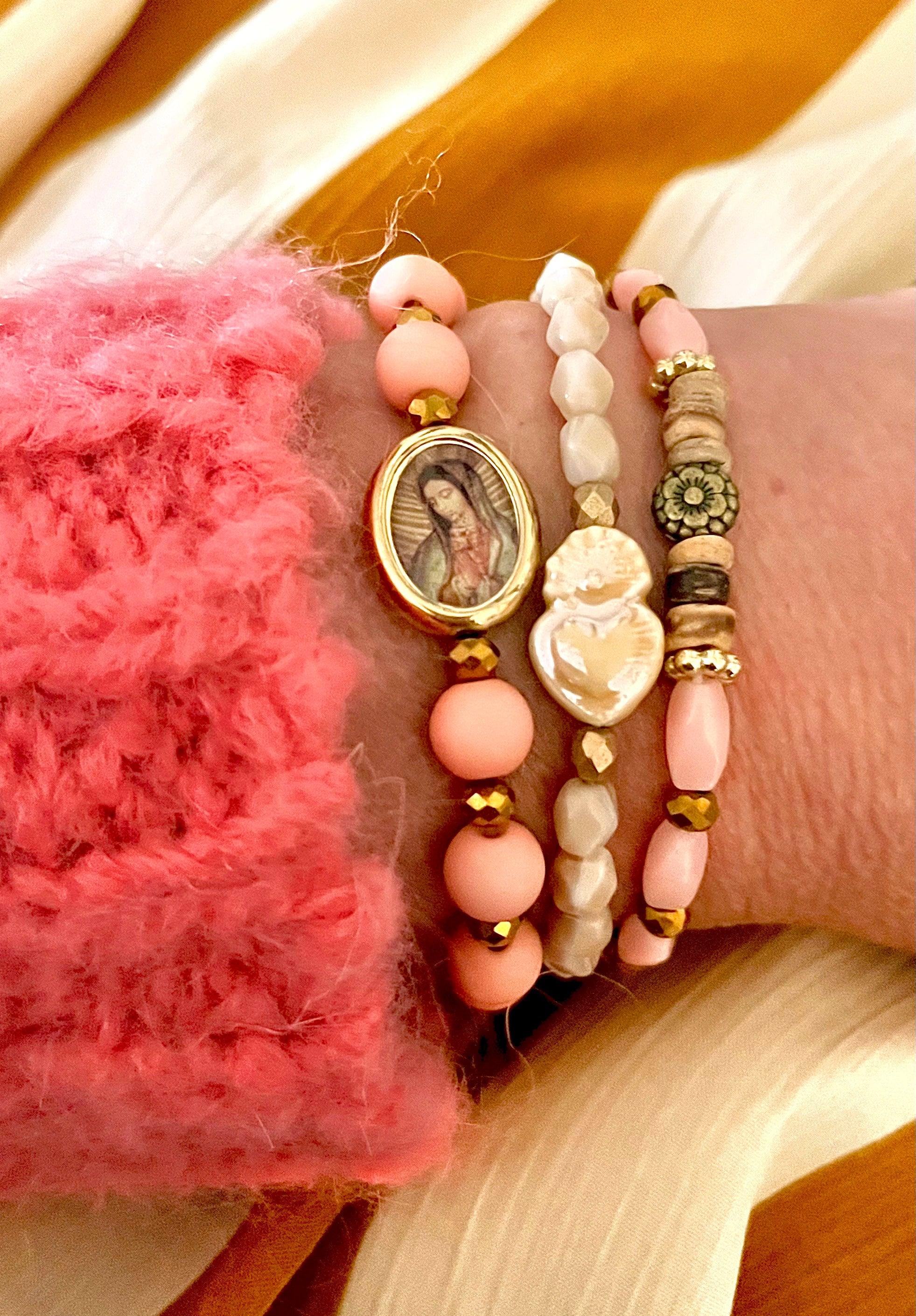 Florine – Bracelet fleur bronze & perles anciennes Arastuce