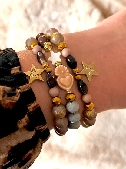 Vénus– Bracelet perles lumière et charm's Etoile Arastuce