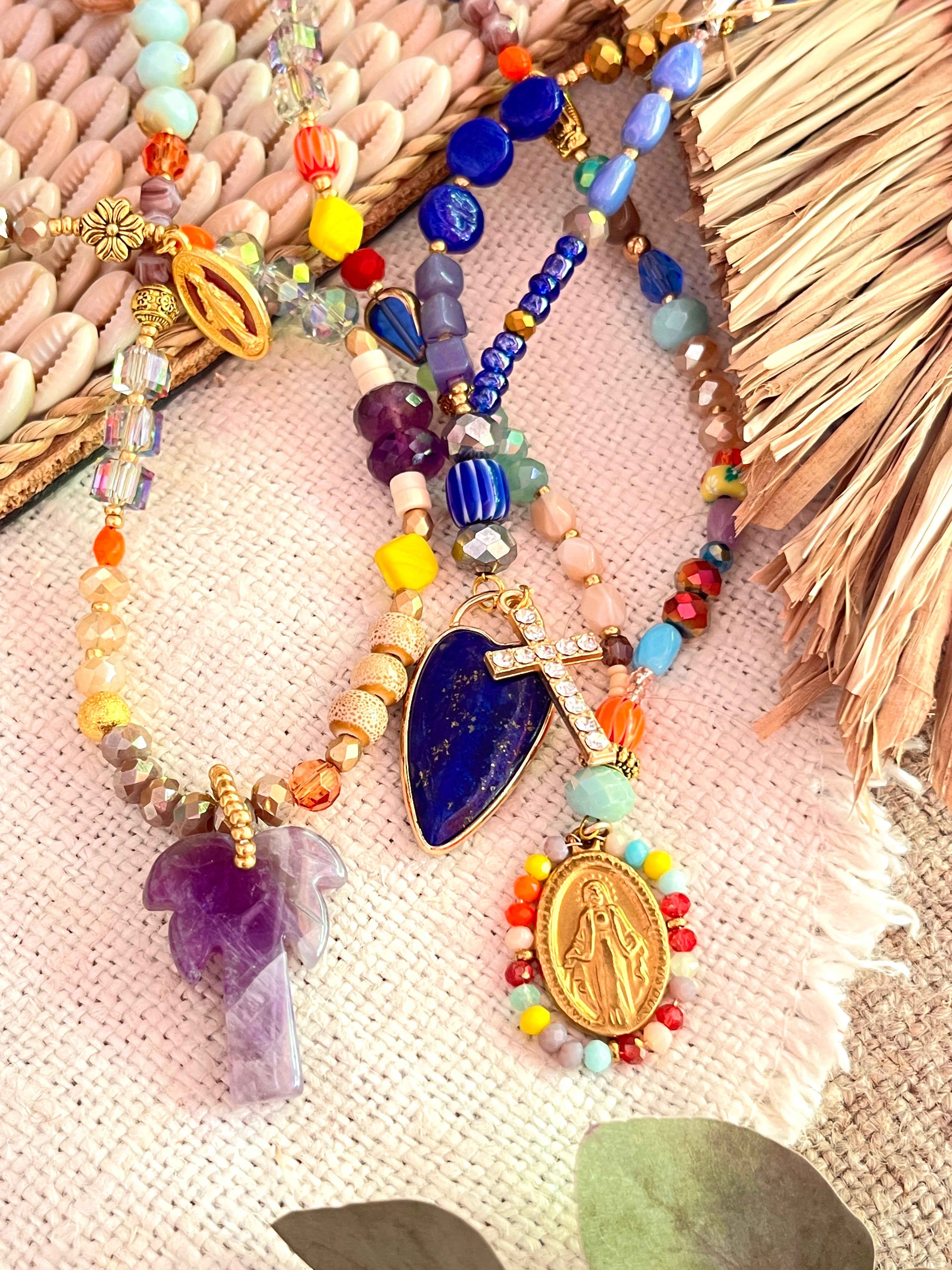Lazuli – Sautoir bleu intense et son coeur
