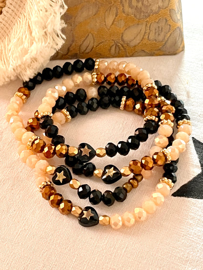 Andy – Bracelet perles facettes & coeur étoilé