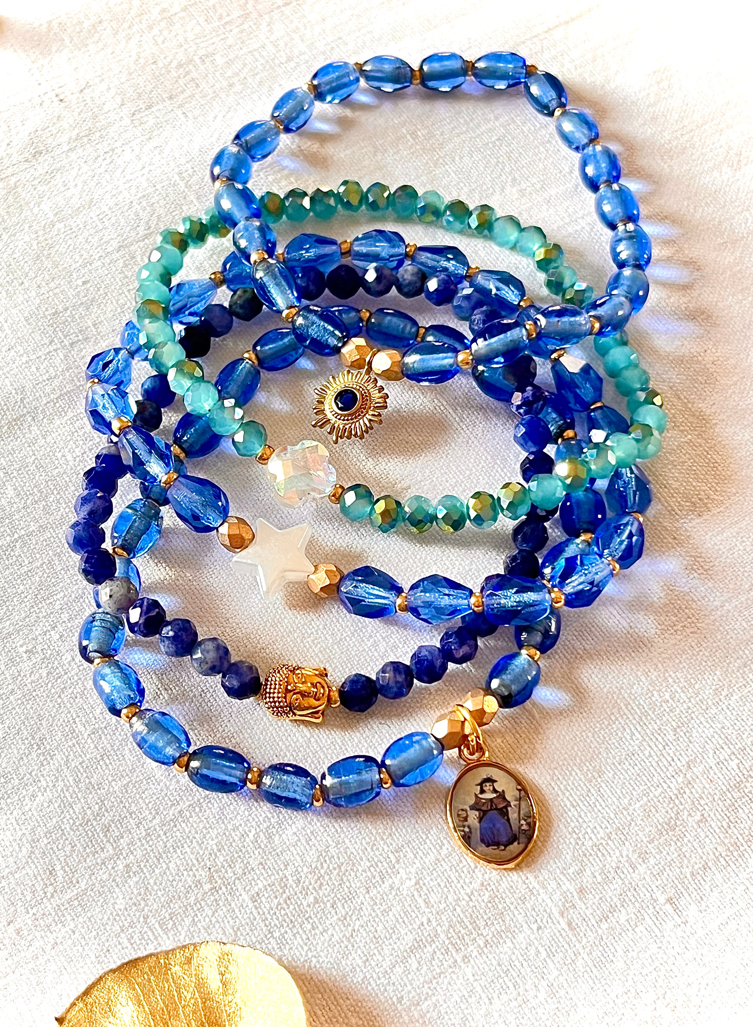 Azur - Bracelets Perles bleues & symboles