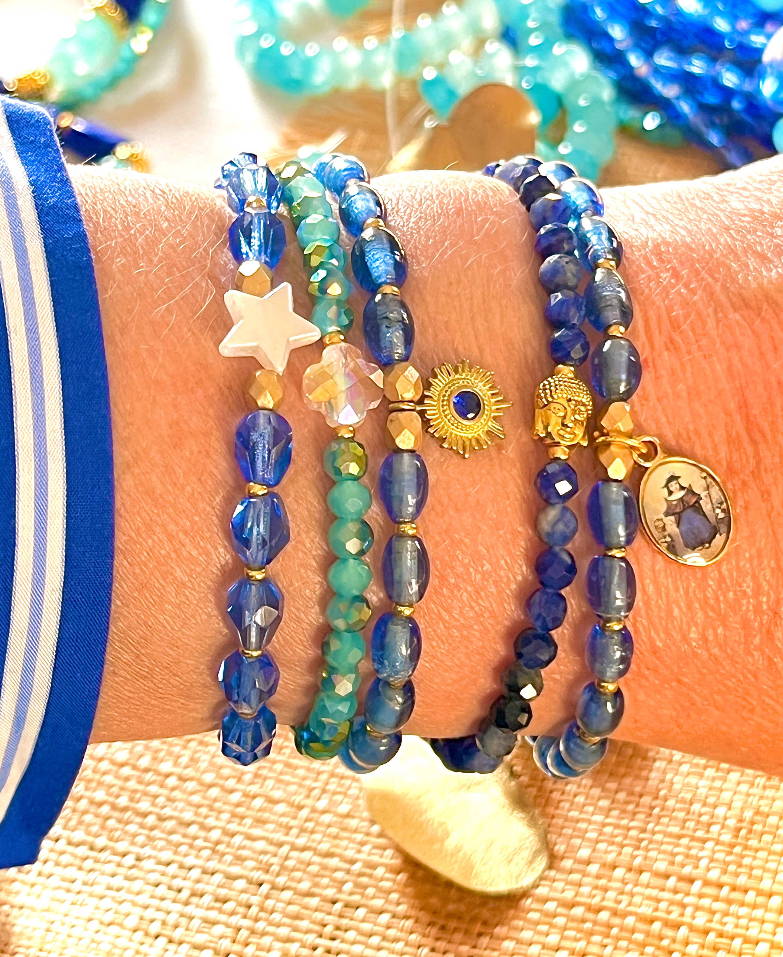 Azur - Bracelets Perles bleues & symboles