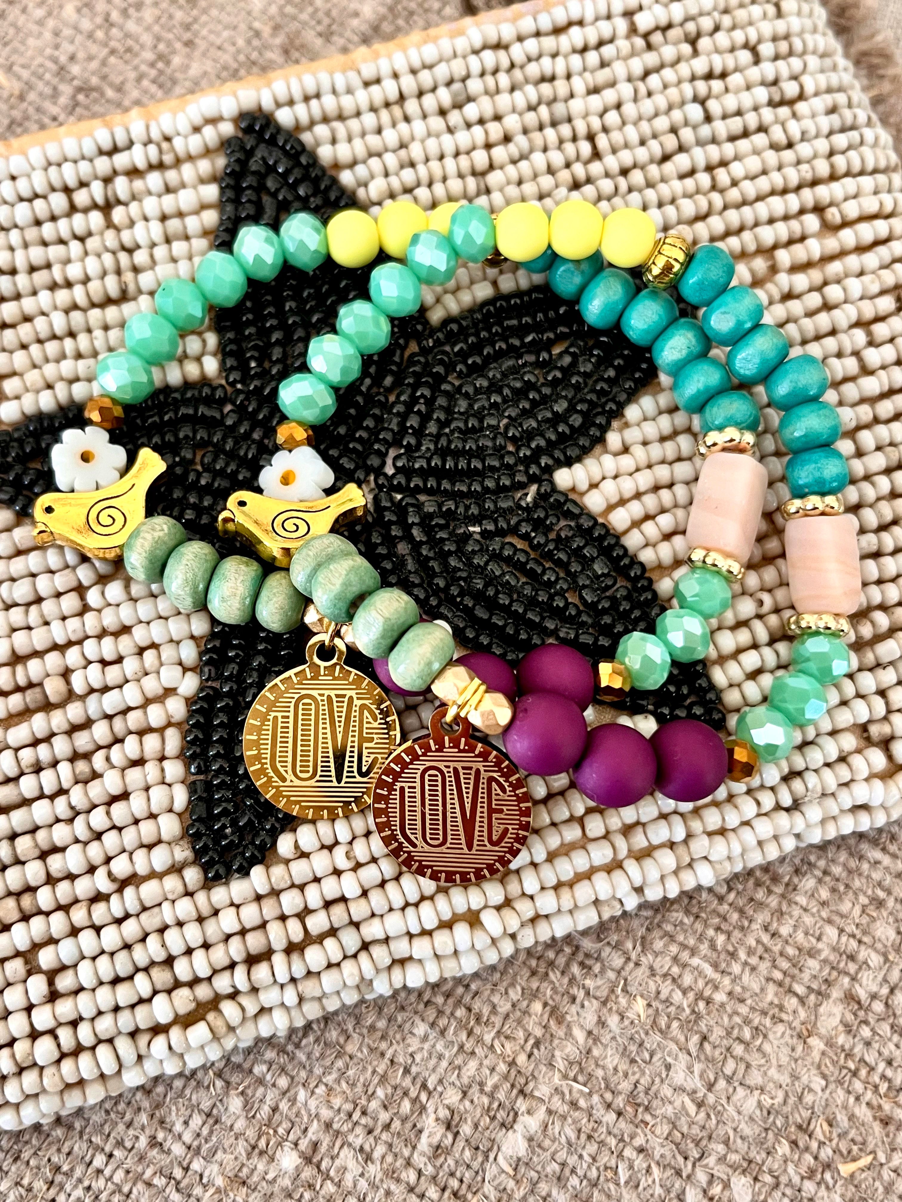 HELEN – Bracelet oiseau & médaille Love gravée Arastuce