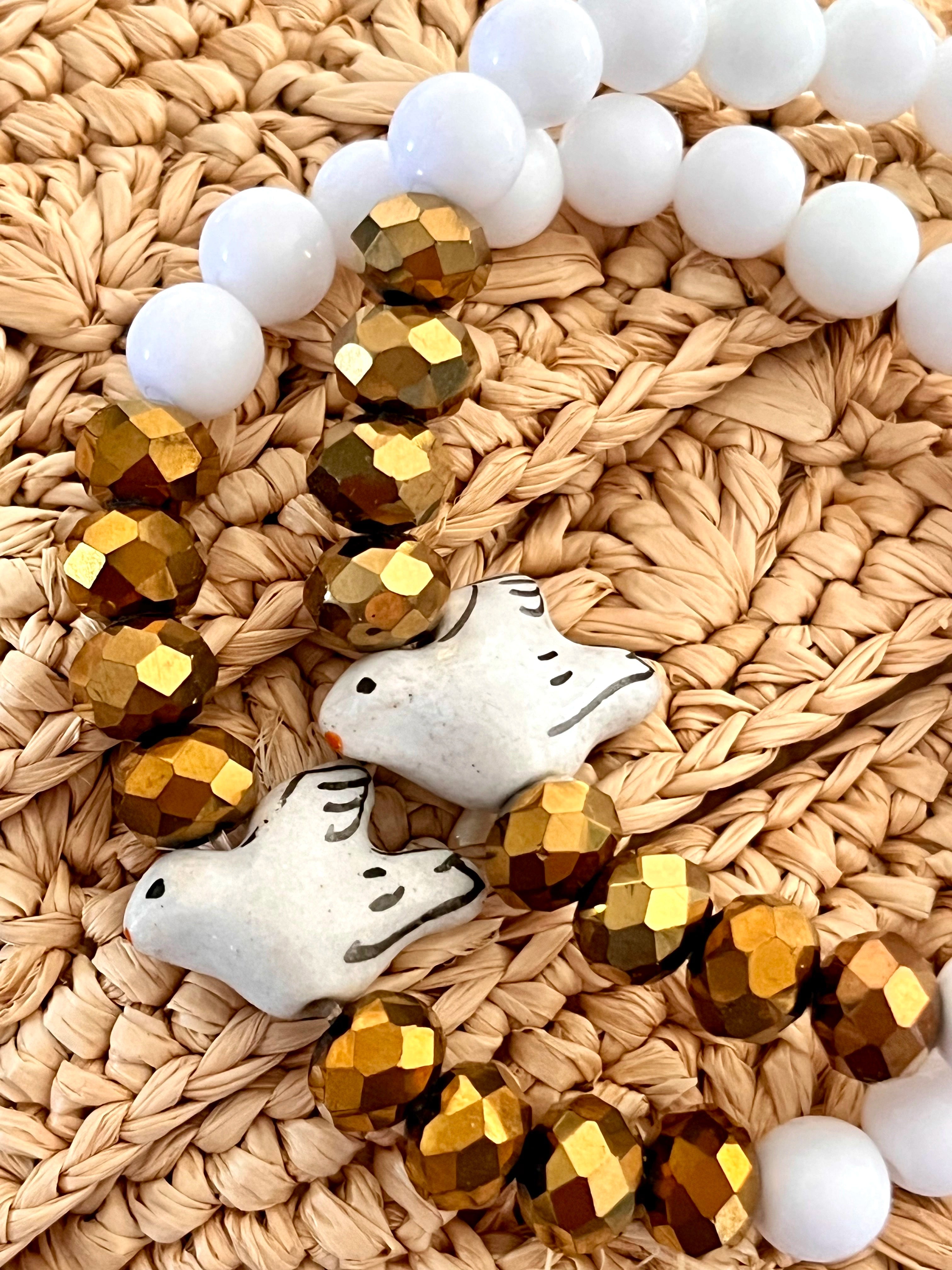 Paloma – Bracelet blanc & colombe en faïence Arastuce