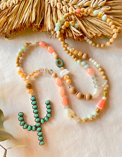 Cali – Sautoir pastel et son cactus