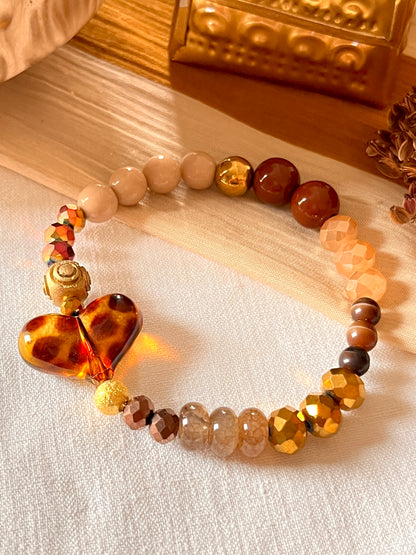 Charly – Bracelet multi perles et son coeur écaille