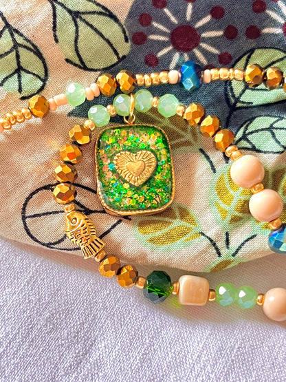 Green Magic-Collier-Coeur Sacré Ma boutique