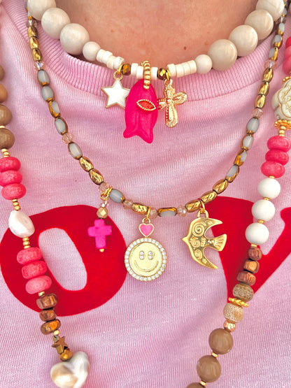 Lucky Rose-collier trio de charm's Ma boutique