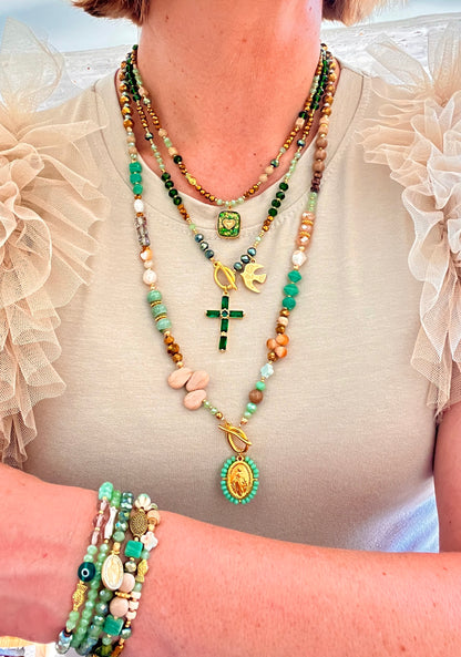 Talisman Green- collier- croix et colombe Ma boutique
