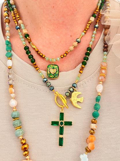 Talisman Green- collier- croix et colombe Ma boutique