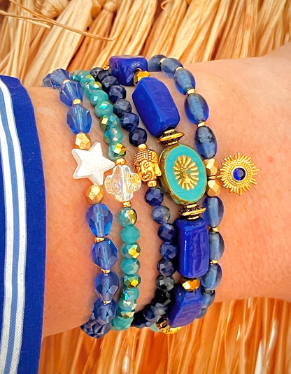 Mitsouko - Bracelet bleu azur et ses perles vintage