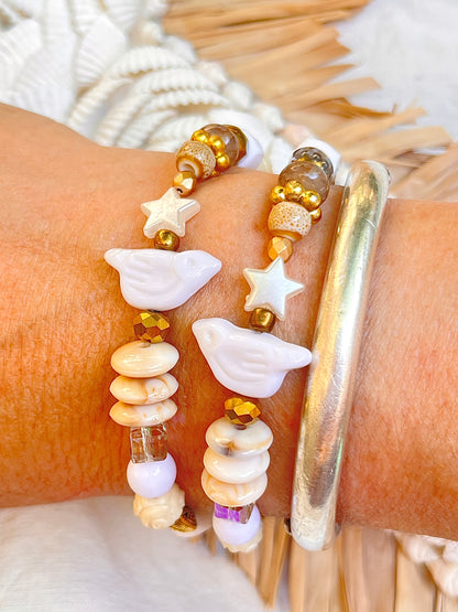 Nao - Bracelet naturel et son oiseau blanc