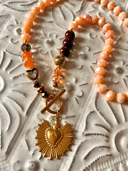 SOON - ras-de-cou perles- médaille orange étoile et strass Ma boutique