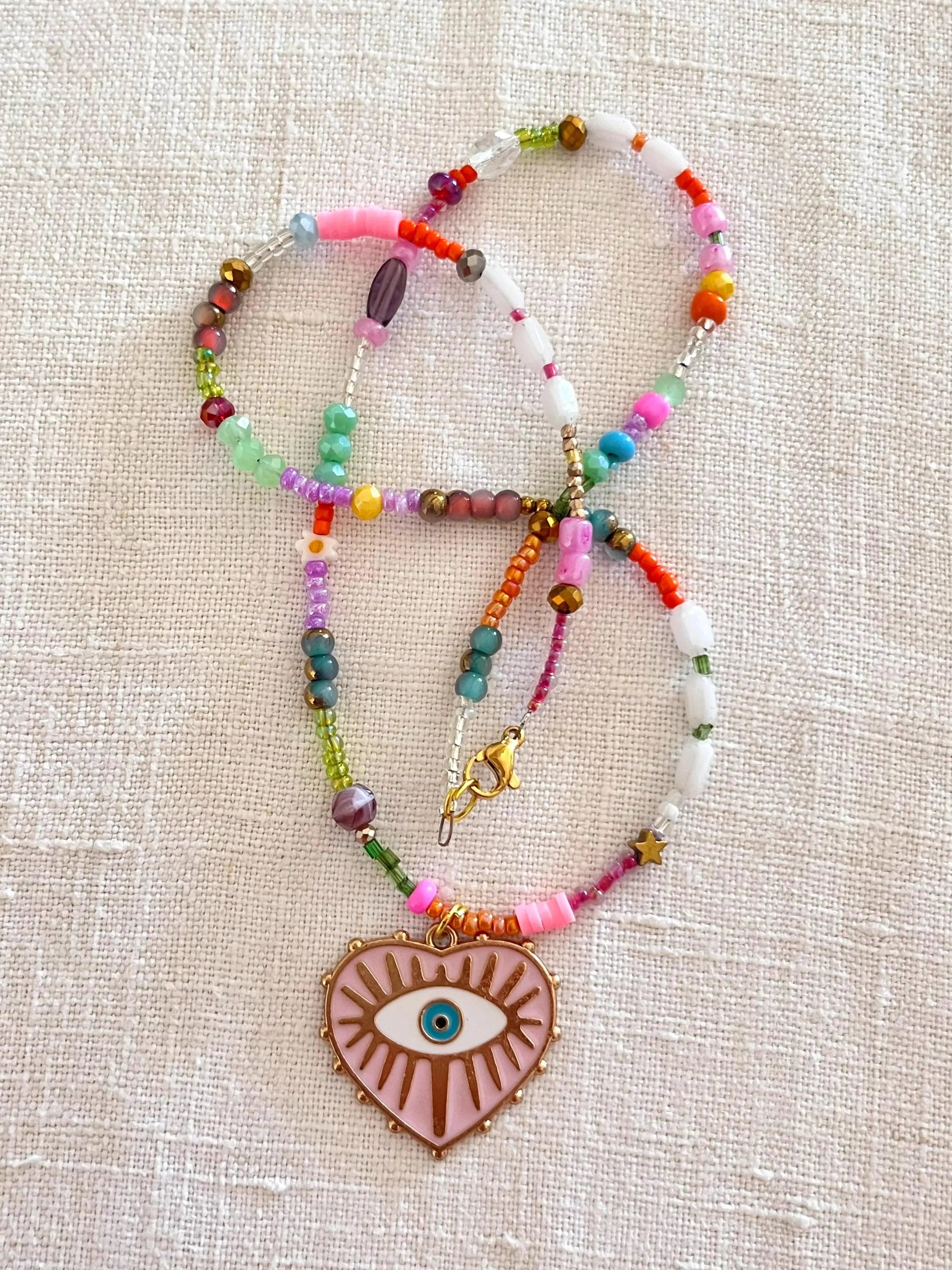 Eye Rose pastel - Ras-de-cou Ma boutique