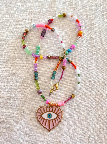 Eye Rose pastel - Ras-de-cou Ma boutique