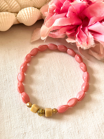 Blush  – Bracelet - perles anciennes  de chapelet Arastuce