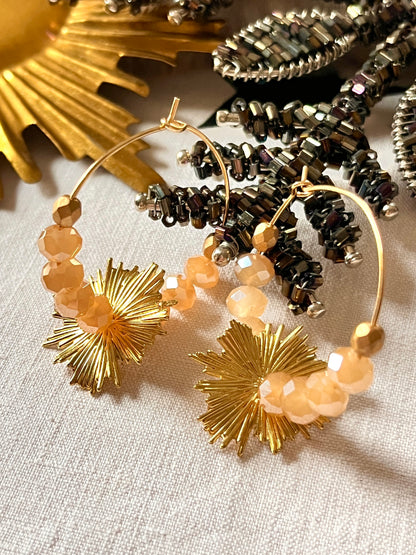 Soluna – Créoles dorées fleur soleil Arastuce