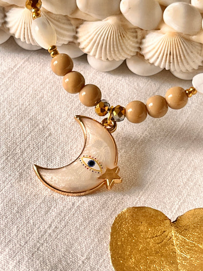 Shadow - ras-de-cou perles- pendentif Lune