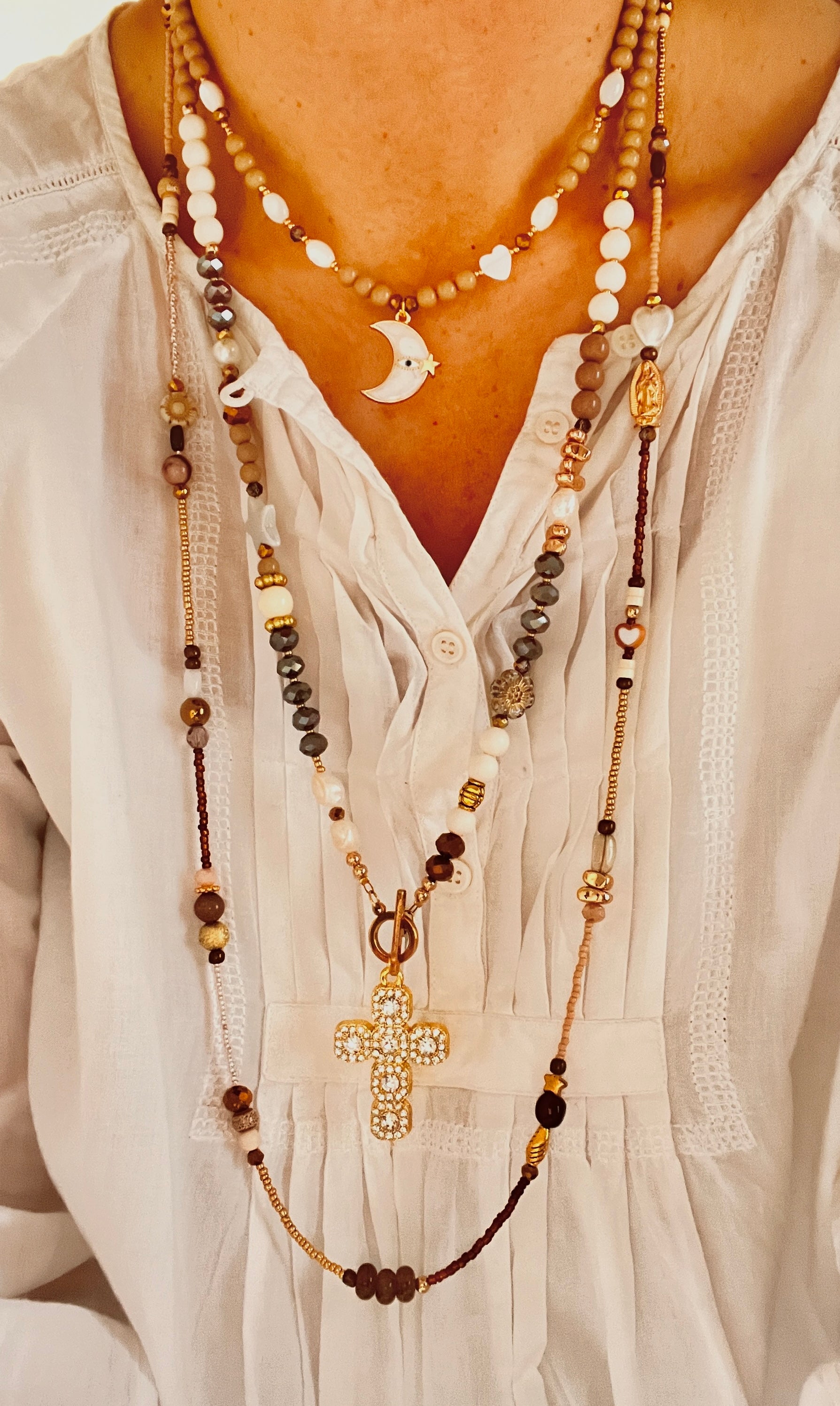 Shadow - ras-de-cou perles- pendentif Lune