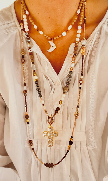 Shadow - ras-de-cou perles- pendentif Lune