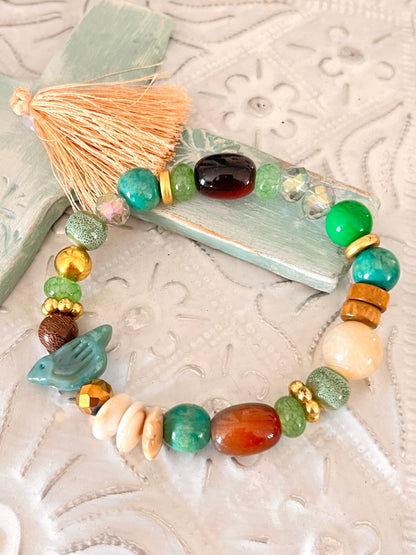 Zao - Bracelet lagon et son oiseau turquoise
