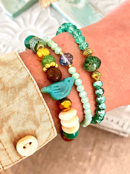Zao - Bracelet lagon et son oiseau turquoise